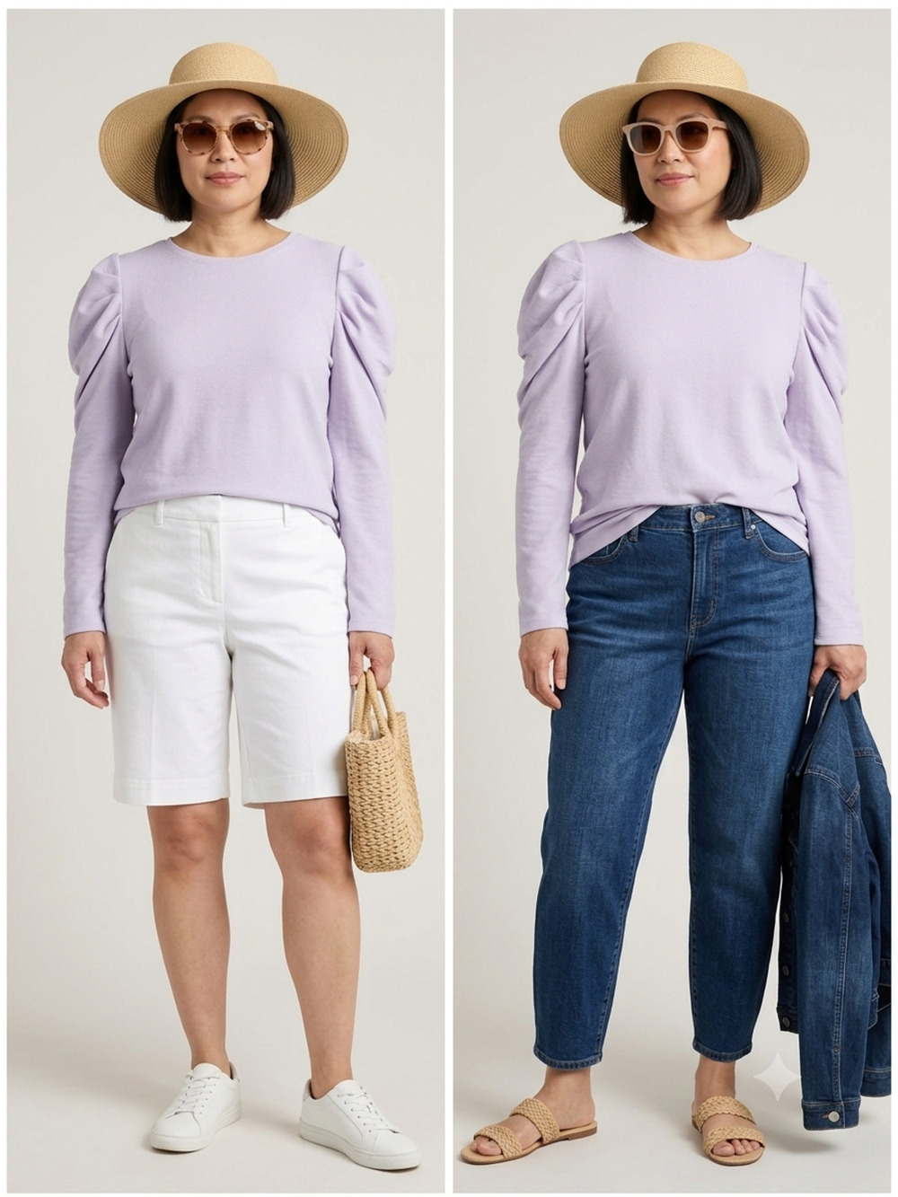Nine West Lavender Puff Balloon Sleeve Knit Top Pastel Ribbed Blouse Extra Large